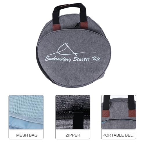 Bolsa para proyectos de bordado Oxford gris con bolsillos CRAFTHROU 4