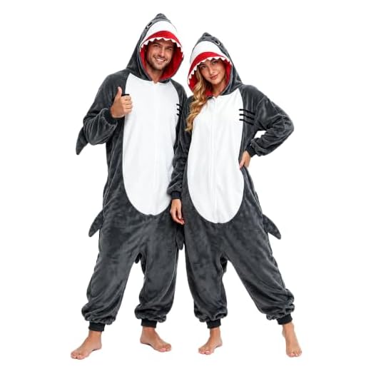 vavalad Adult Shark Onesie Pajamas Unisex Animal Cosplay Costume One Piece for Women and Men