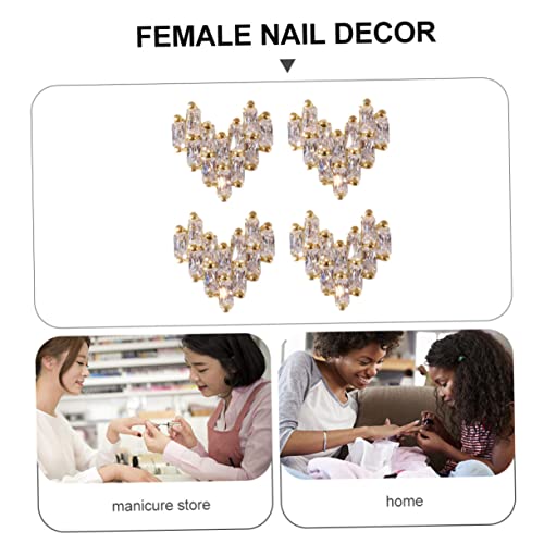 FRCOLOR 4 Peças De Acessórios Para Unhas Joias Para Unhas Apliques Enfeites Joias De Coração Faça Vo
