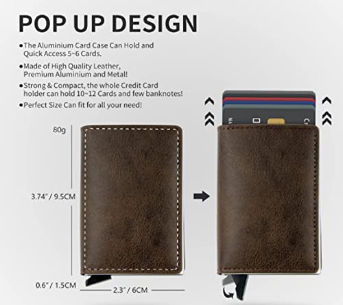 Image of VOGARD Men's Genuine Leather Wallet | RFID Blocking Aluminum Automatic Pop Up Credit Card Holder Case | 8 Card Slots (96 Carbon Black)