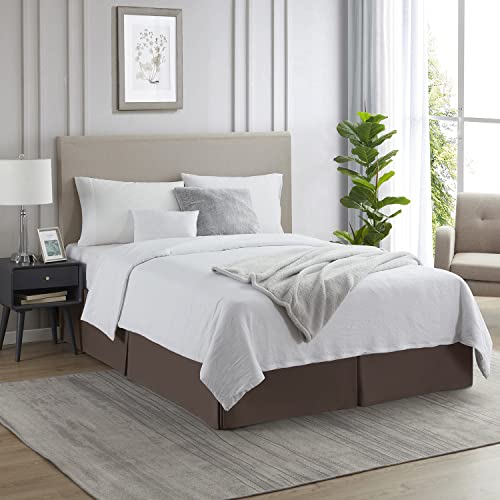 Image of Nestl Dark Brown Full XL Bed Skirt - Full XL Size Bed Skirt 14 Inch Drop - Brushed Microfiber Bed Skirts - Hotel Quality Pleated Bed Skirt - Shrinkage & Fade Resistant