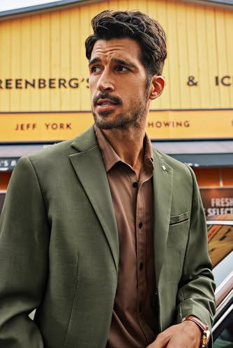 PJ PAUL JONES Mens Blazer Lightweight Sport Coats Casual Two Buttons Notched Lapel Suit Jacket with Removable Brooch2