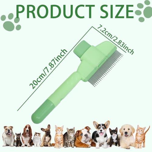 Image of 2-In-1 Flea Comb For Cats, Pet Hair Removal Comb With Release Button, De-Shedding Cat Brush With Stainless Steel Metal Teeth For Short And Long Hair Cats