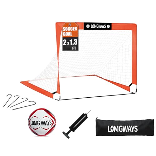 2x1.3FT Mini Kids Soccer Goal with Size 1 Soccer Ball and Carry Bag