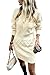 Theenkoln Pulloverkleid Damen Elegant Rundhals Strickkleid Herbst Winter Strickpullover Kleid Pullikleid Sweatkleid Minikleid Beige S