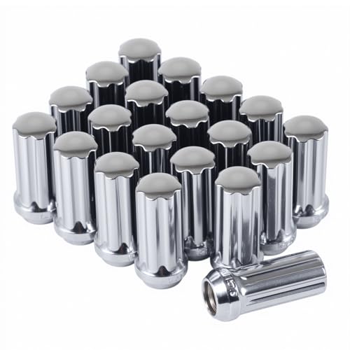 Image of M14x1.5 Lug Nuts 14x1.5 7 Spline M14 x 1.5 Chrome Lug Nuts 2 inch Tall Set of 20 Pack 14mmx1.5 Acorn Aftermarket Wheel Lug Nut
