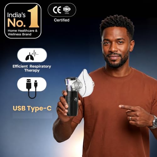 Image of Portable Ultrasonic Mesh Nebulizer Machine Cool Mist Inhaler for Adults & Kids (Black)