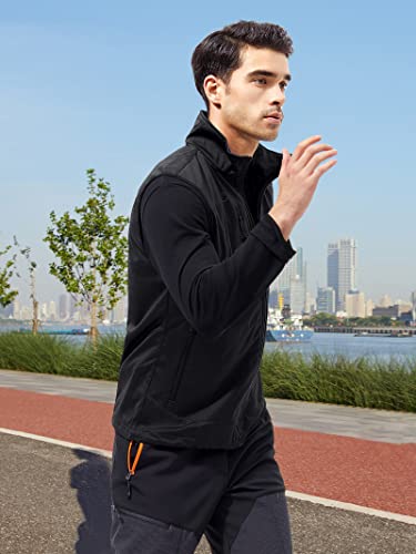 Free Soldier Men's Lightweight Softshell Golf Vests Outerwear Windproof Sleeveless Jackets For Travel Hiking Running Fishing(Black,L) #TOP5