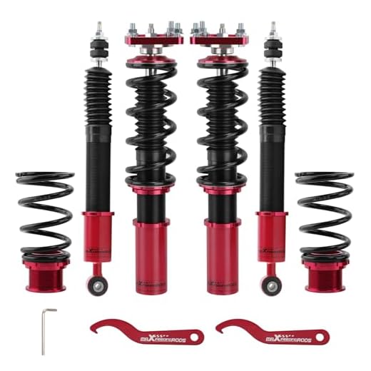 maXpeedingrods Coilovers for Ford Mustang 1994-2004, 24 Levels Damper Adjustable Coilovers Suspension Kit Struts, Height Adjustable Lowering Kit, Red
