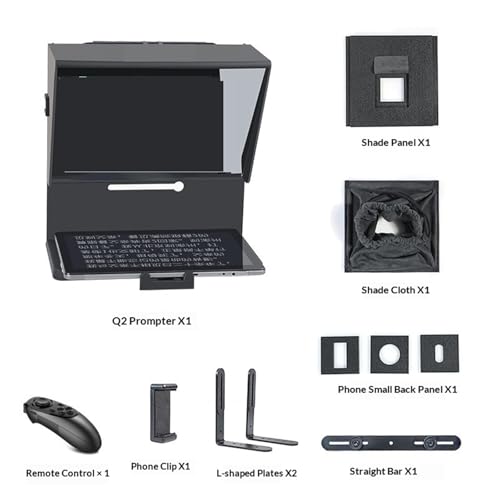 Image of Portable Teleprompter, Teleprompter Portable Prompter Smartphone for News Interview from Speech DSLR Cameras Mobile Phone with Remote Control,for Streaming(Universal Version)