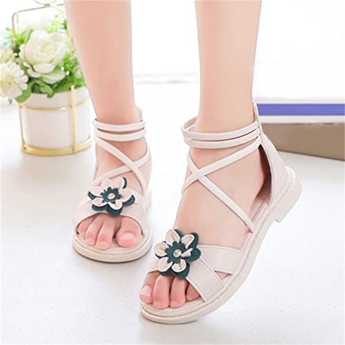 Girls Floral Roman Sandals Summer Flat Open Toe Ankle Sandals With Heel Zipper For Little/Big Kids Girls Sandlas3