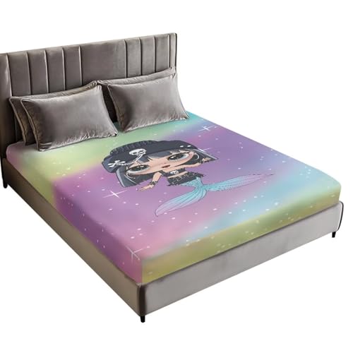 Yuresuaet Mermaids Cozy Warm Bed Sheets Kids Cute Twin Size Fitted Sheet for Girls Boys Aesthetic Soft Decorative Fabric Bedding with Deep Pockets 16'' Elastic Bedding Protector Covers