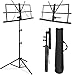 Mugig Sheet Music Stand, 61.42’’ Adjustable Height Folding Sheet Music Stand with Black Carry Bag, Metal Sheet Music Holder with Book Clips