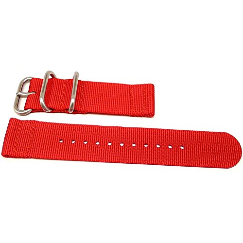 DaLuca Two Piece Ballistic Nylon Watch Strap - Red : 18mm