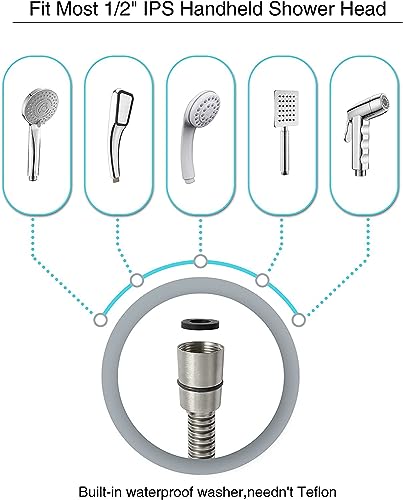 PUCIO Tubo Docciao 3m, Flessibile Doccia Universale Acciaio Inox, Tubo Flessibile Per Rubinetto Lavello Cucina, Tubo Soffione Doccia Da Anti Torsione，Con Quattro Distanziatori A Risparmio Idrico