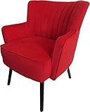 Farbe: Rot / Schwarz Casa Padrino Retro Salon Sessel Rot/Schwarz - Cocktailsessel 60er Jahre Stuhl