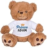 TeesAndTankYou Prince Adam Bear: 8 Inch Brown Teddy Bear Stuffed Animal with White Shirt