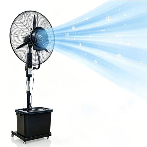 Lsoiup Ventilador Nebulizador de Alta Eficiencia 42L – 3 Velocidades, Oscilación 90°, Altura Ajustable, Refrigeración para Uso Comercial e Industrial(⌀71cm)