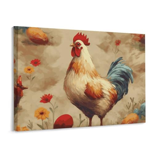 Peinture murale motif poule impression haute définition décoration murale 40 x 30 cm