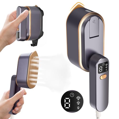 Travel Steamer for Clothes with LED Screen 2 in 1 Portable Iron, 3 Steam Levels & 150ML Water Tank,...