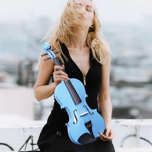 Aileen Geige 4/4 für Erwachsene Anfänger, Violine Set für Kinder ab 12 Jahre, Teenager Blau Geige Einsteiger Kit Vollständig mit 13 Zubehör, Notenständer, Exklusive Neue Griffbrett Aufkleber