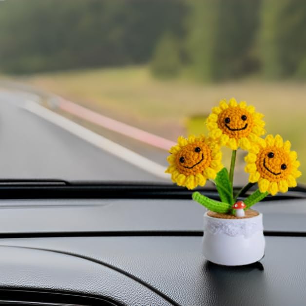 Finish Mini Crochet Flowers, Smiley Sunflowers, Crochet Sunflowers, Table Decorations, Gifts for Friends and Lovers (Smile) - Image 5