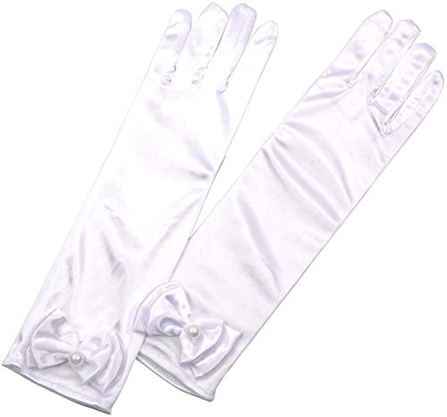Image of FancyDressWale Girls Satin Long Gloves for Princess Dress Up Party With Bows
