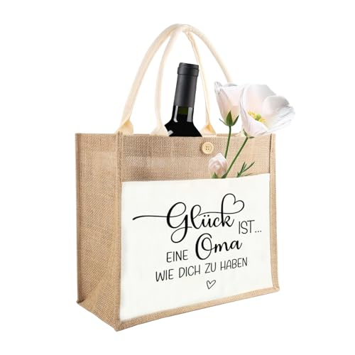 Oma Geschenk, Jutetasche als Geburtstagsgeschenk, Personalisierte Geschenke f&uuml;r Oma zum Geburtstag Stofftasche Einkaufstasche Handtasche, Geschenk f&uuml;r Oma zum Geburtstag Muttertag Weihnachten Ostern
