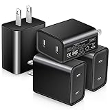 4-Pack USB C Charger Block, 20W Dual Fast Type C Wall Charger Plug PD 3.0 Charging Brick Cube Compatible with iPhone 15/14/13/12 Pro Max XS XR, Samsung Galaxy S23 Pixel 7 6