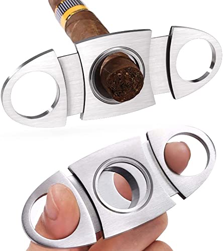 OLCANA Lot de 2 coupe-cigares en acier inoxydable super tranchant, parfaits pour les cigares Robustos et Churchill