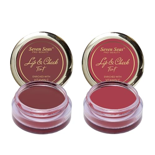 Image of Seven Seas Lips & Cheek Tint Combo Pack of 2 | Matte Natural Blush for Women | Lip Tint with Vitamin E | Nourishing Cheek Tint (Copper Rust, Hippie Pink)