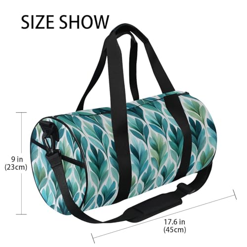 Green Leaf Sports Duffel Bag Stylish Full Print Barrel Gym Bag with Adjustable Shoulder Strap, Multiple Storage Compartments for Travel Workout Training and Daily Sports4