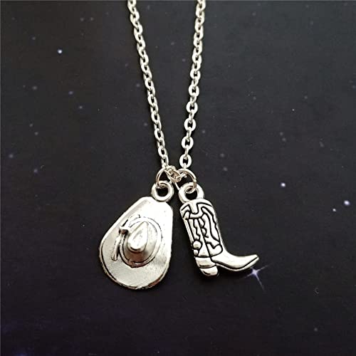 Cowboy Boot Necklace, Western Jewelry Charm, Cowboy Hat Pendant, Cool Man Woman Necklace #TOP2