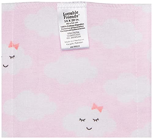 Image of Luvable Friends Unisex Baby Cotton Flannel Burp Cloths, Girl Clouds, One Size (Pack of 2)