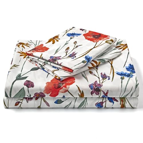 Image of FreshCulture Floral Bed Sheets - Ultra Soft Queen Sheet Set - Brushed Microfiber Floral Sheets - Deep Pockets up to 16 inch - Easy Care - Hotel Luxury 4 Piece Flower Printed Sheets Queen, Le Jardin