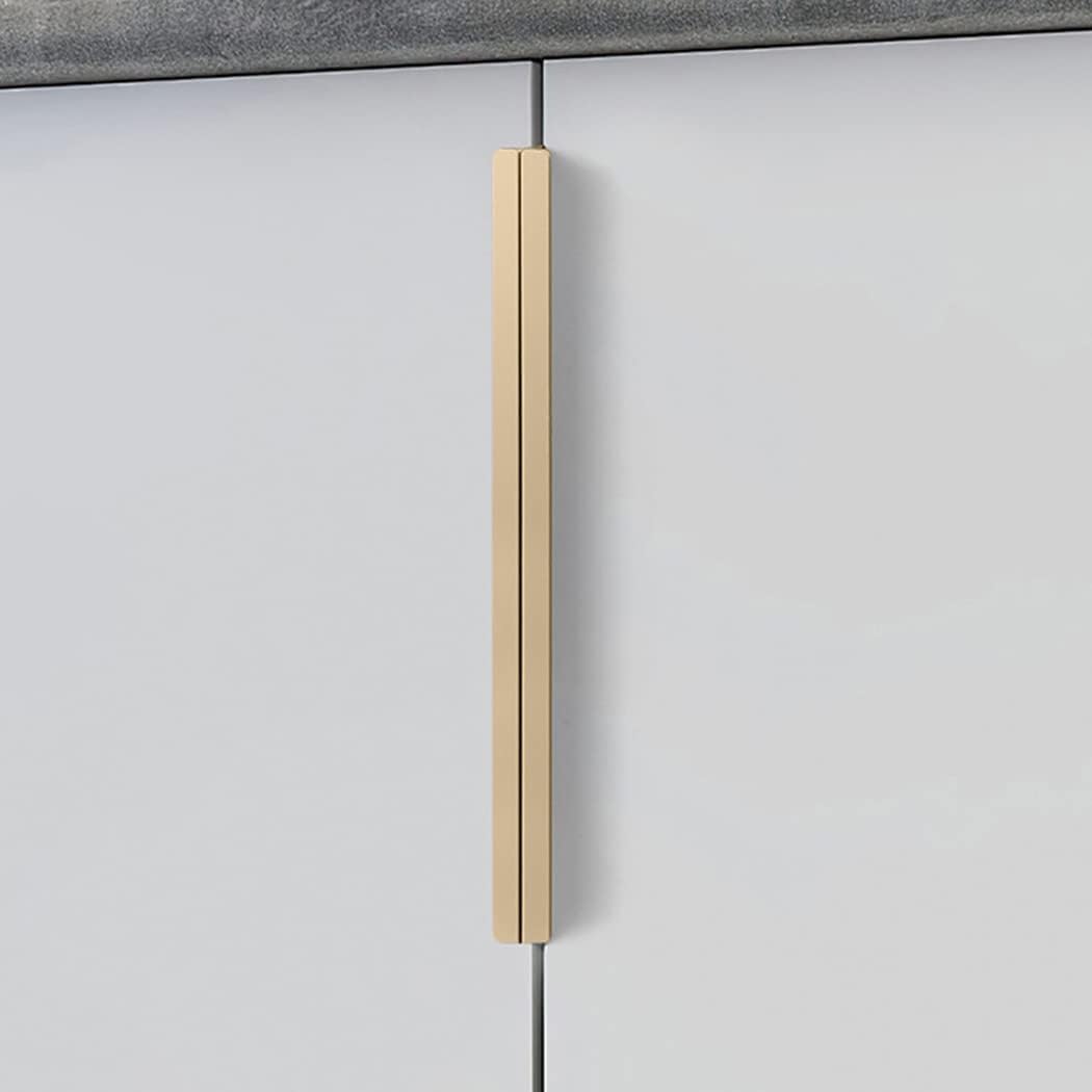 Tiradores de cajón aleación aluminio con borde dentado, manijas ocultas, pomos for muebles, oro cepillado, 2 piezas(Overall length 600mm)