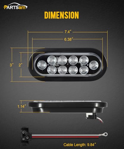 Juego 2 luces traseras LED ovaladas rojas 6 pulgadas miniatura 5