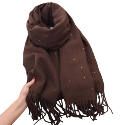 Bufanda de puntos chal con flecos y borlas abrigo otoño largo rectangular