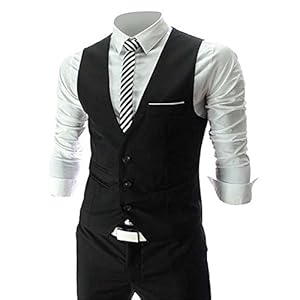 00RA WITH AS LOGO Men Slim Fit Cotton Blend Waistcoat Half Sleeves Jacket (Black, 40)