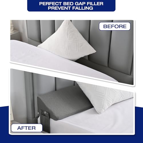 King Size Bed Wedge Pillow for Headboard/Mattress Gap Spacer Filler Stopper Falling Down Long Nora Side Sleeper Pillows, Frame Beds Decorative,Loft Dorm Home Decor Bedding Set Accessories Light Grey - Thumbnail 5