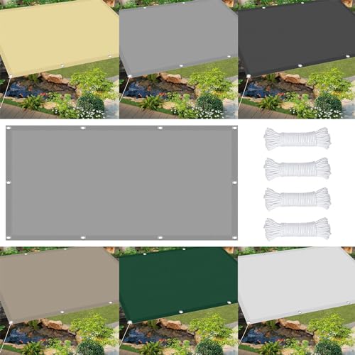 Voile d'ombrage rectangulaire 2x7.5 m gris clair avec oeillets - 2