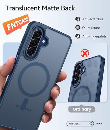 Image of FNTCASE for Galaxy A17 /A16 5G Phone Case: for Samsung A17 Cases [Compatible with Magsafe] [Screen Protector] Matte Translucent Military Grade Protection for Samsung A 17 & A 16 4G Cover - Blue