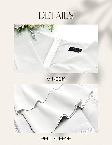 Image of DRESSTELLS Women's Cocktail Dress Summer Wedding Guest Party Vintage 3 /4 Bell Sleeve V Neck A-Line Dress