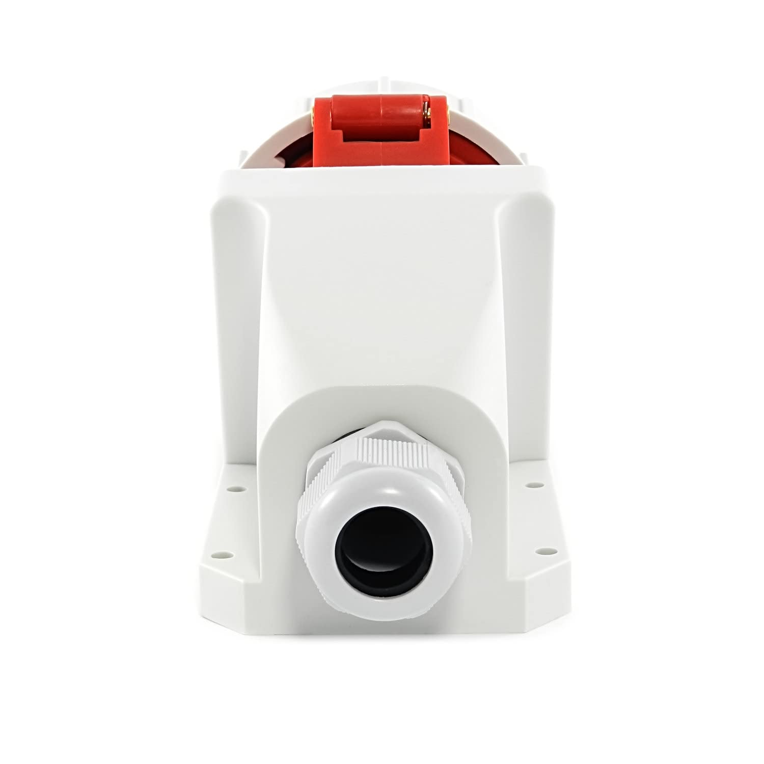 Wysokoprądowe gniazdko ścienne CEE do kabla 16 A 400 V IP67 5-pinowe gniazdo ścienne z zakręcaną pokrywą i pokrywą na zawiasach na zewnątrz 91643