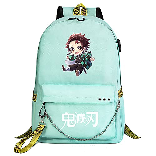 Unisex Mochila con Puerto de Carga USB Impresión Tanjirou 3D Mult...