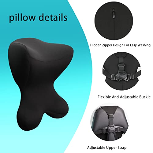 Newsty Car Neck Pillow For Driving Seat Car Headrest Pillow/Gaming Chair Pillow With Adjustable Strap Removable Cover Ergonomic Design Neck Support Pillow For Car, Office Chair, Gaming Chair(Black) #TOP3