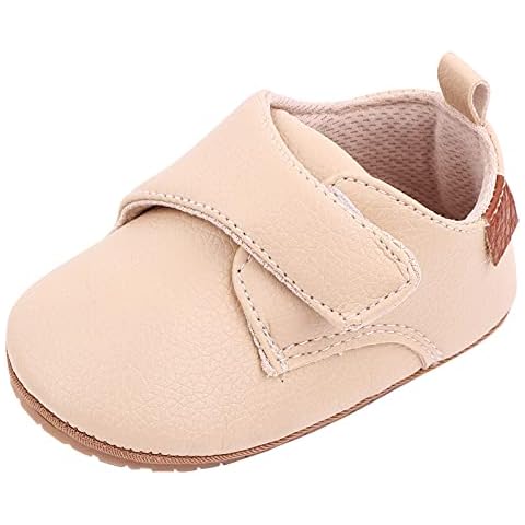 Happy Cherry Unisex Babyschuhe Leder Lauflernschuhe Krabbelschuhe mit Klettverschluss Anti-Rutsch Hausschuhe Beige Cover
