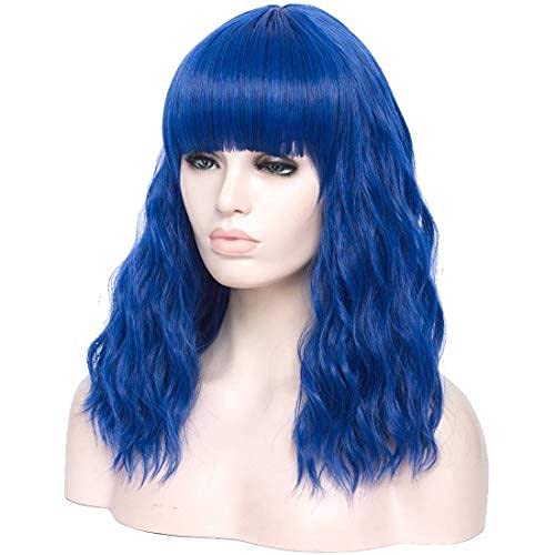 blue wig with fringe