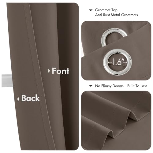Image of MIULEE Blackout Curtains for Bedroom 2 Panels 40 x 45 Inch Long Tan Brown | Thermal Insulated, Living Room Darkening Grommet Drapes, Noise Reducing, Light Blocking Window Treatments
