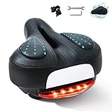 Prodigen Comfort Gel Bike Seat for Women or Men, Bicycle Saddle Replacement Padded Soft High Density Memory Foam with Dual Shock Absorbing Rubber Ball Suspension Fit for Indoor/Outdoor Bikes -Blue